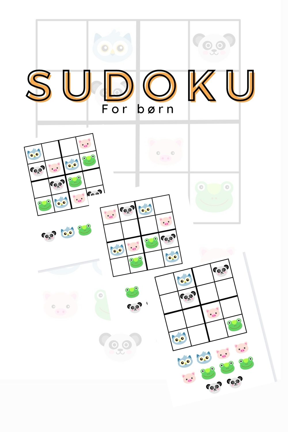 Sudoku for børn med billeder - 4x4 - print selv