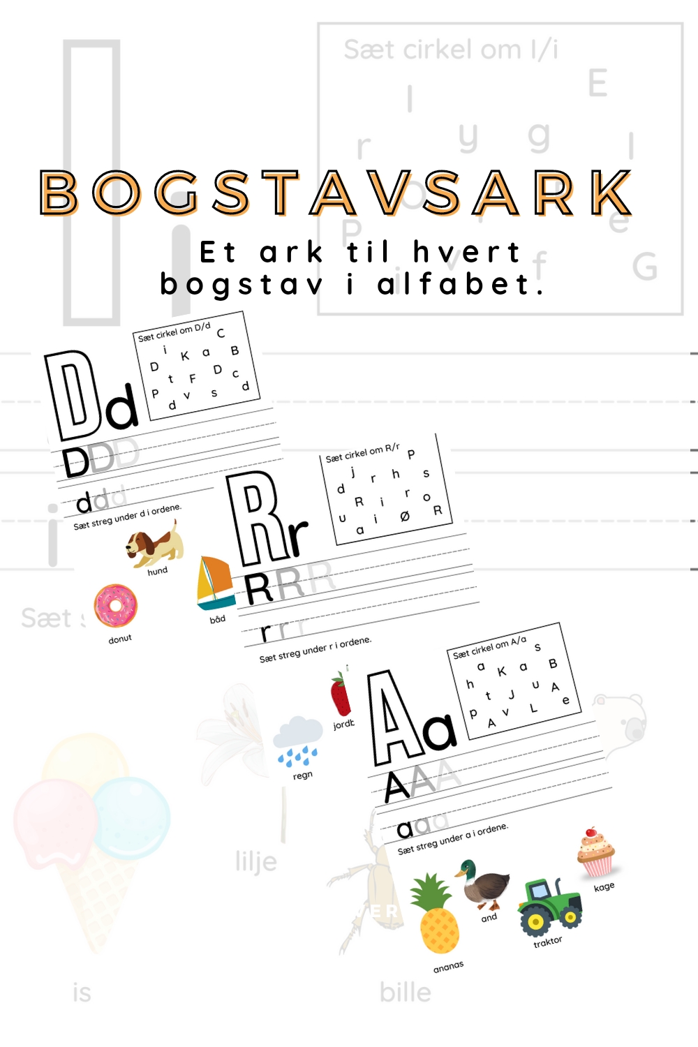 Billede af Lær alfabetet med opgaver med bogstaver - print selv