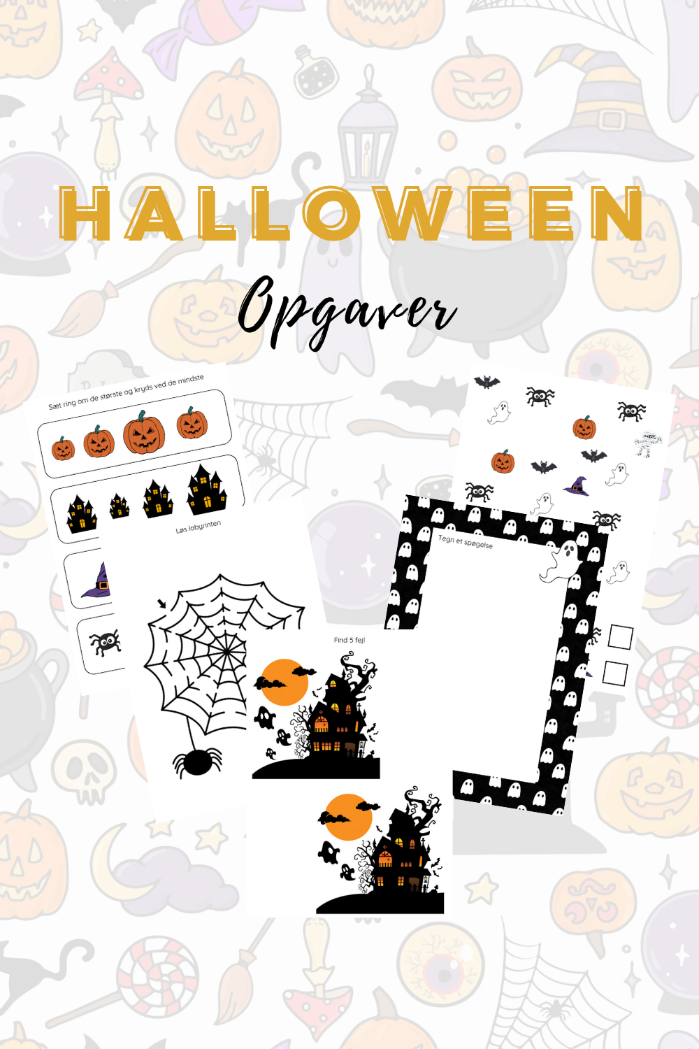 Se Halloween opgaver til børn - print selv hos Farverige Dage
